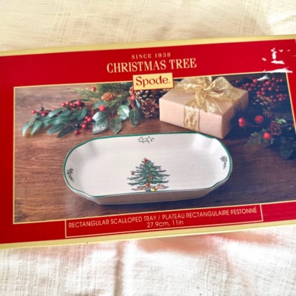Spode Christmas Tree Rectangular Scalloped Tray 11.5" - Picture 8 of 9